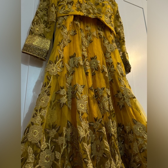 Yellow and Gold Indian Lengha - Picture 2 of 9
